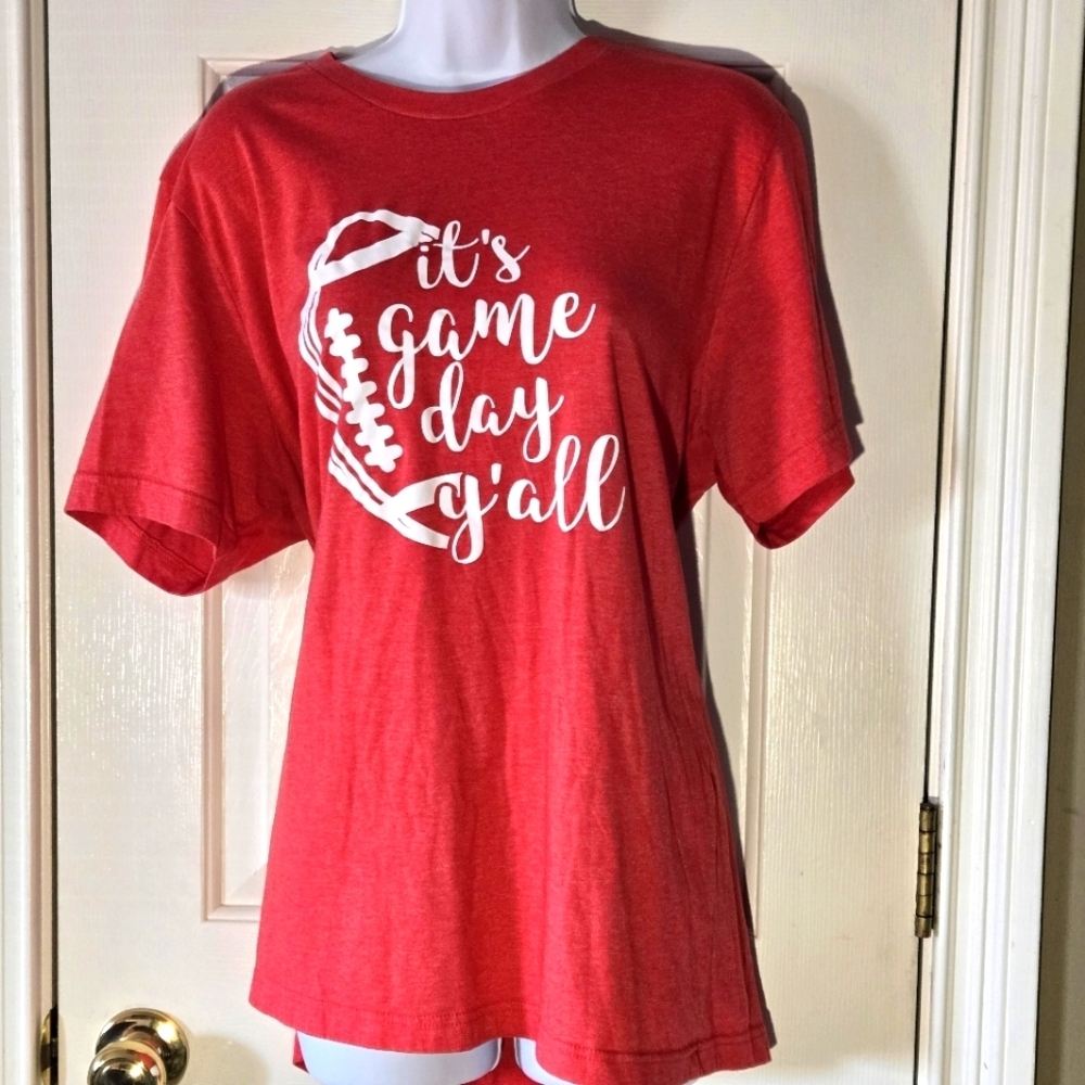 It's Game Day Y'all Football T-Shirt XL Red Sports NCAA NFL High School Ballgame